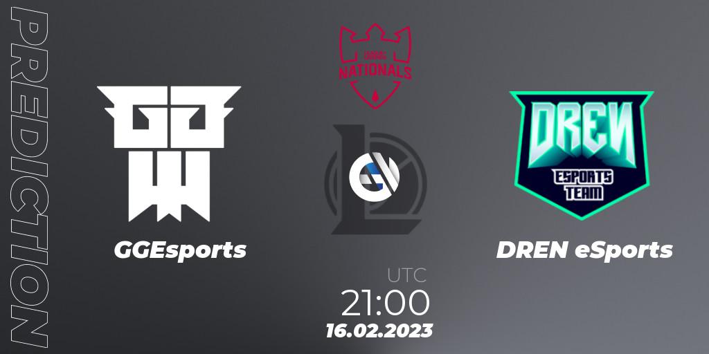 Pronósticos GGEsports - DREN eSports. 16.02.2023 at 21:00. PG Nationals Spring 2023 - Group Stage - LoL