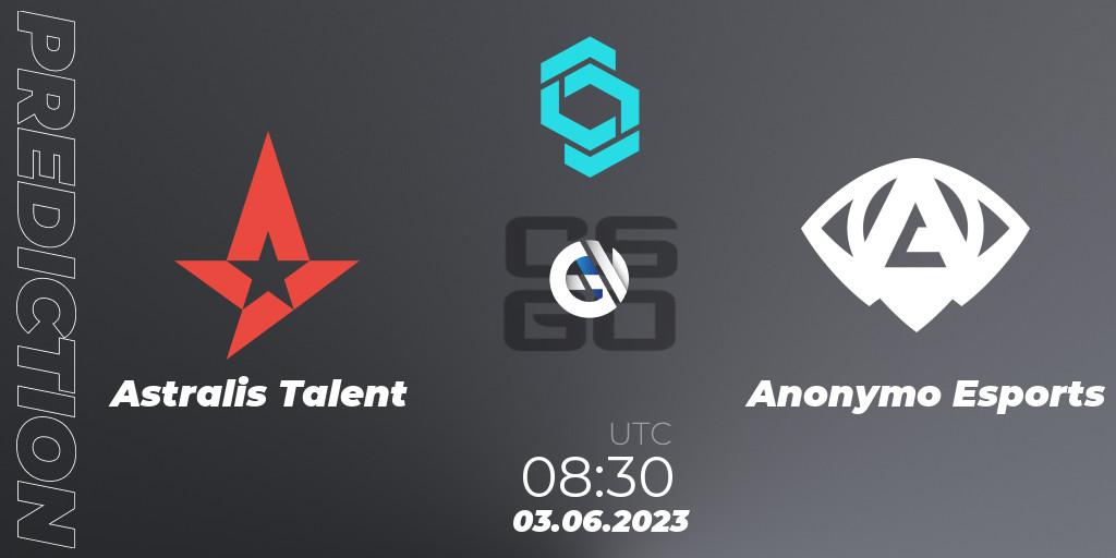 Pronósticos Astralis Talent - Anonymo Esports. 03.06.23. CCT North Europe Series 5 - CS2 (CS:GO)