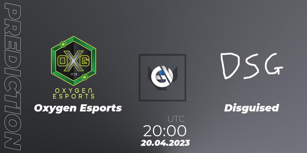 Pronósticos Oxygen Esports - Disguised. 20.04.2023 at 20:00. VCL North America Split 2 2023 Group A - VALORANT