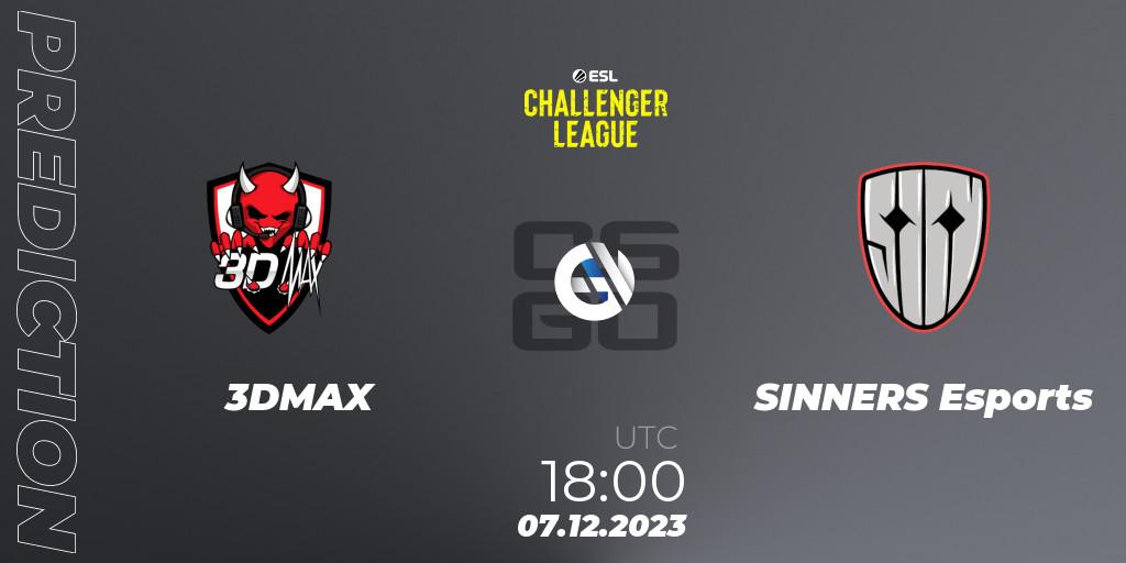 Pronósticos 3DMAX - SINNERS Esports. 07.12.2023 at 18:00. ESL Challenger League Season 46: Europe - Counter-Strike (CS2)