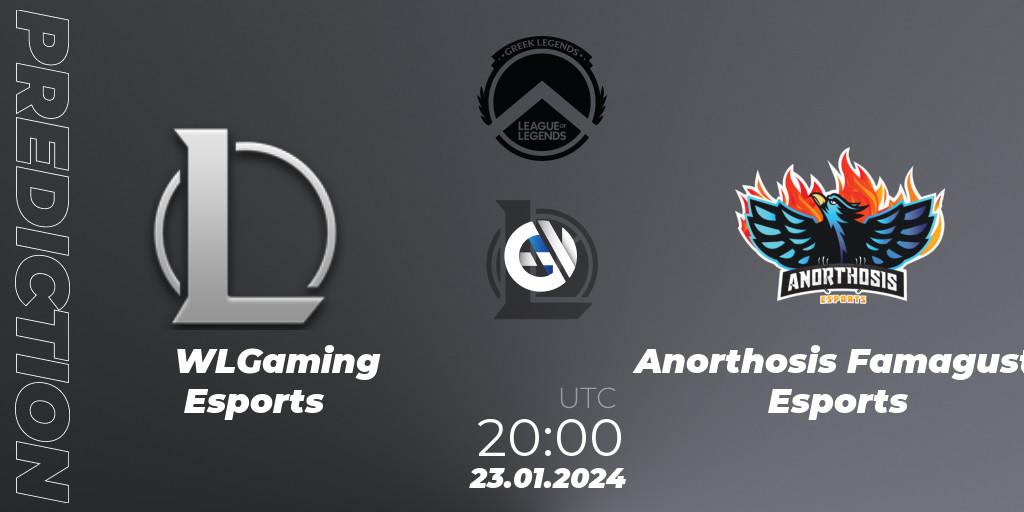 Pronósticos WLGaming Esports - Anorthosis Famagusta Esports. 23.01.2024 at 20:00. GLL Spring 2024 - LoL