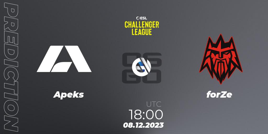 Pronósticos Apeks - forZe. 08.12.23. ESL Challenger League Season 46: Europe - CS2 (CS:GO)