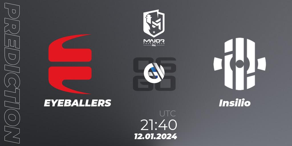 Pronósticos EYEBALLERS - Insilio. 12.01.2024 at 21:40. PGL CS2 Major Copenhagen 2024 Europe RMR Open Qualifier 3 - Counter-Strike (CS2)