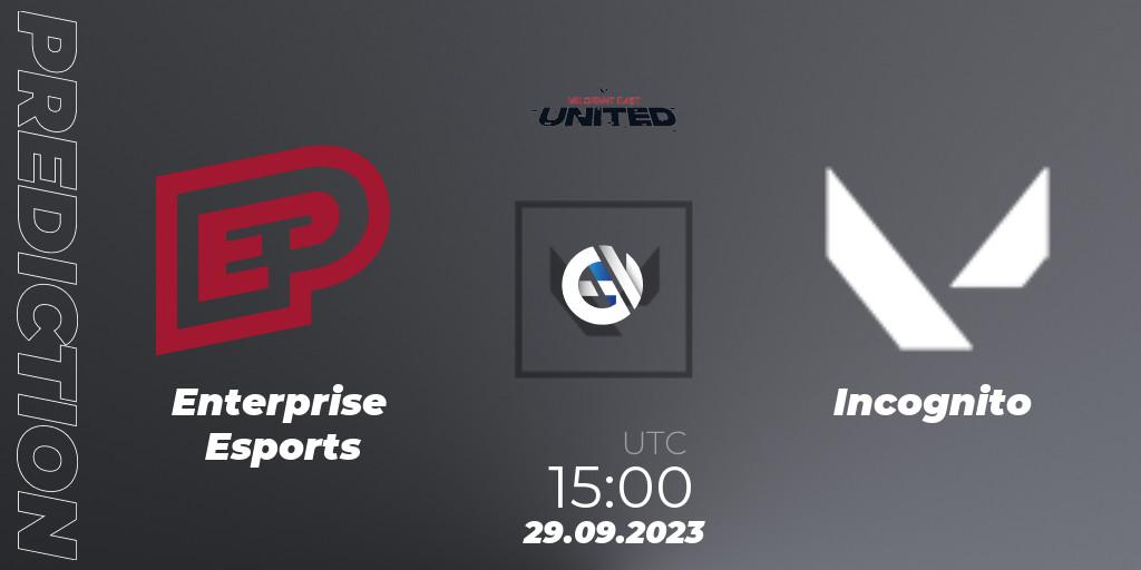 Pronósticos Enterprise Esports - Incognito. 29.09.2023 at 15:00. VALORANT East: United: Season 2: Stage 3 - League - VALORANT