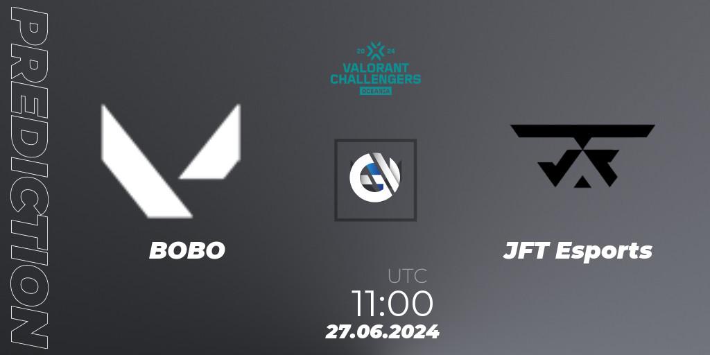 Pronósticos BOBO - JFT Esports. 27.06.2024 at 08:30. VALORANT Challengers 2024 Oceania: Split 2 - VALORANT