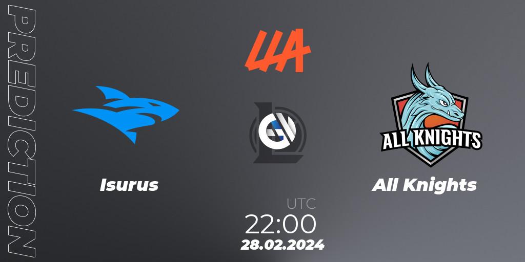 Pronósticos Isurus - All Knights. 28.02.24. LLA 2024 Opening Group Stage - LoL