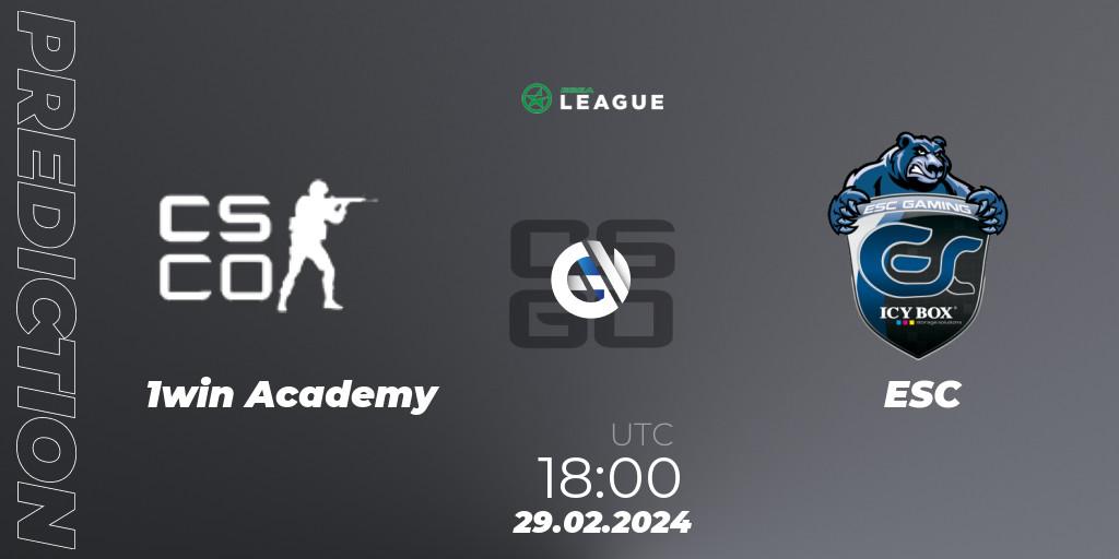 Pronósticos 1win Academy - ESC. 29.02.2024 at 18:00. ESEA Season 48: Advanced Division - Europe - Counter-Strike (CS2)