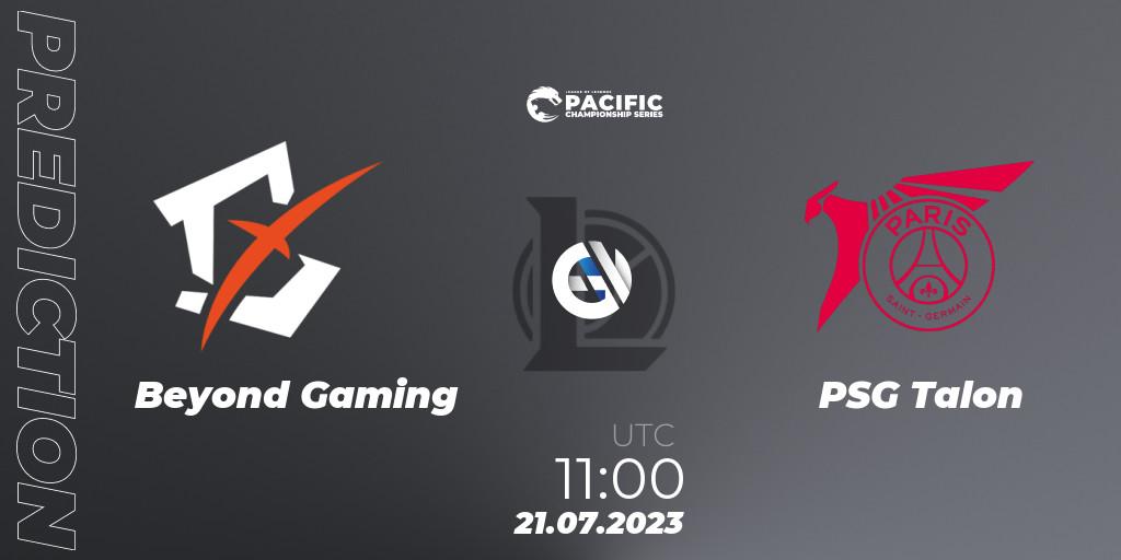 Pronósticos Beyond Gaming - PSG Talon. 21.07.2023 at 11:00. PACIFIC Championship series Group Stage - LoL