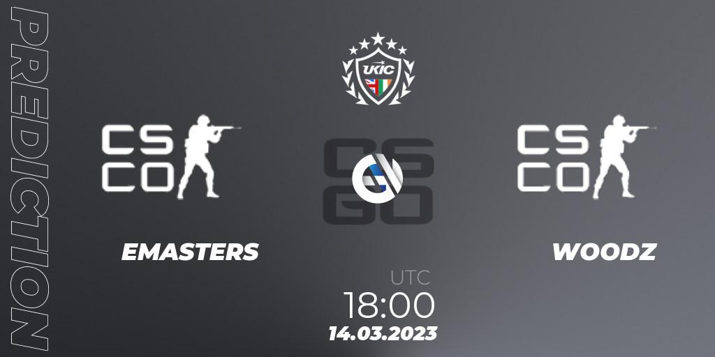 Pronósticos EMASTERS - WOODZ. 14.03.2023 at 18:00. UKIC Invitational Spring 2023: Closed Qualifier - Counter-Strike (CS2)