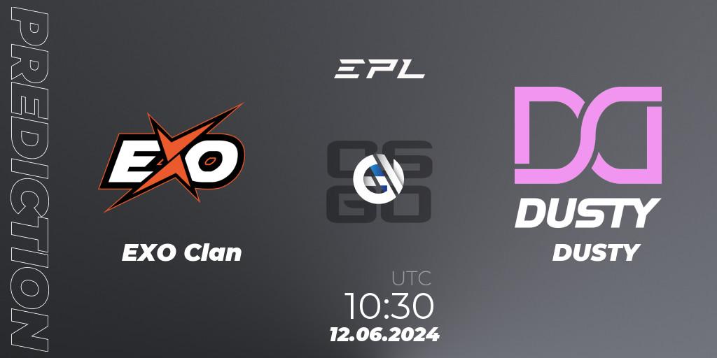 Pronósticos EXO Clan - DUSTY. 12.06.2024 at 10:30. European Pro League Season 18: Division 2 - Counter-Strike (CS2)