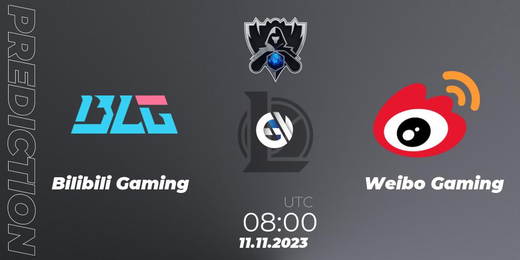 Pronósticos Bilibili Gaming - Weibo Gaming. 11.11.2023 at 08:00. Worlds 2023 LoL - Finals - LoL