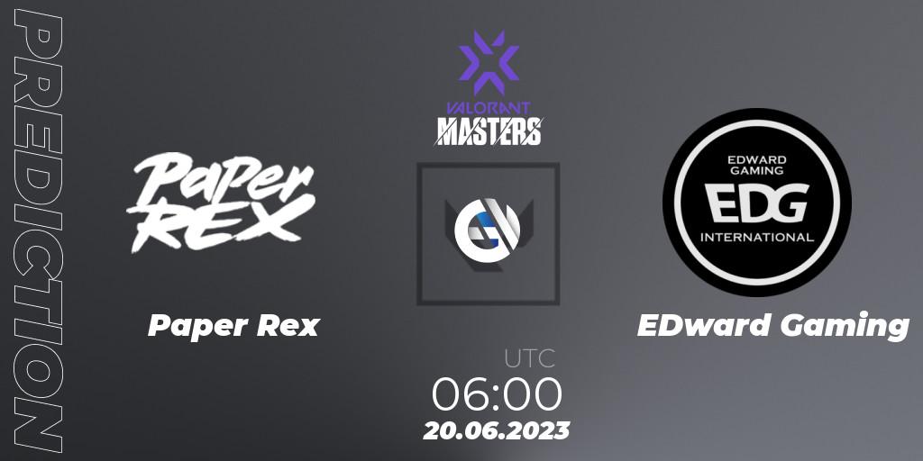 Pronósticos Paper Rex - EDward Gaming. 20.06.2023 at 06:50. VCT 2023 Masters Tokyo - VALORANT