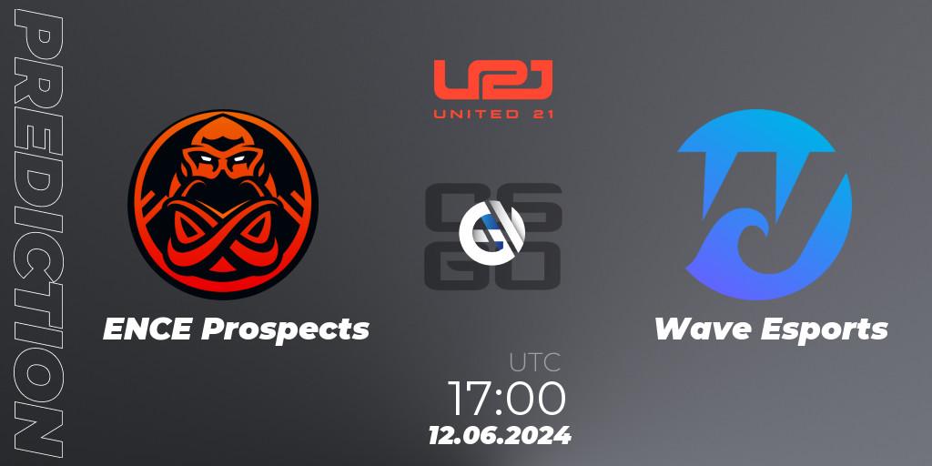 Pronósticos ENCE Prospects - Wave Esports. 12.06.2024 at 17:00. United21 Season 14: Division 2 - Counter-Strike (CS2)