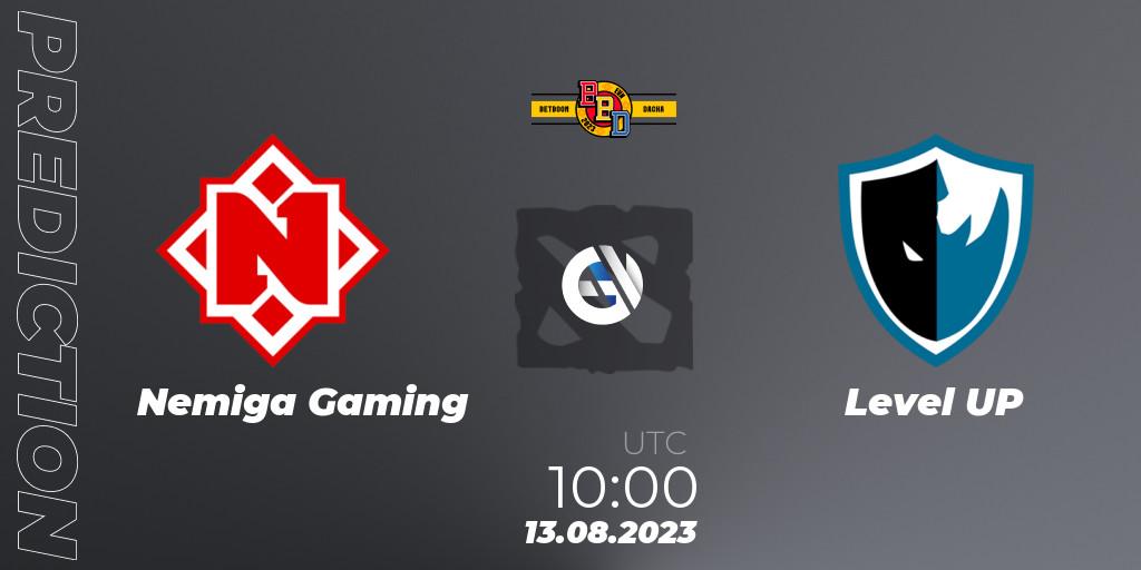 Pronósticos Nemiga Gaming - Level UP. 13.08.2023 at 10:01. BetBoom Dacha - Online Stage - Dota 2