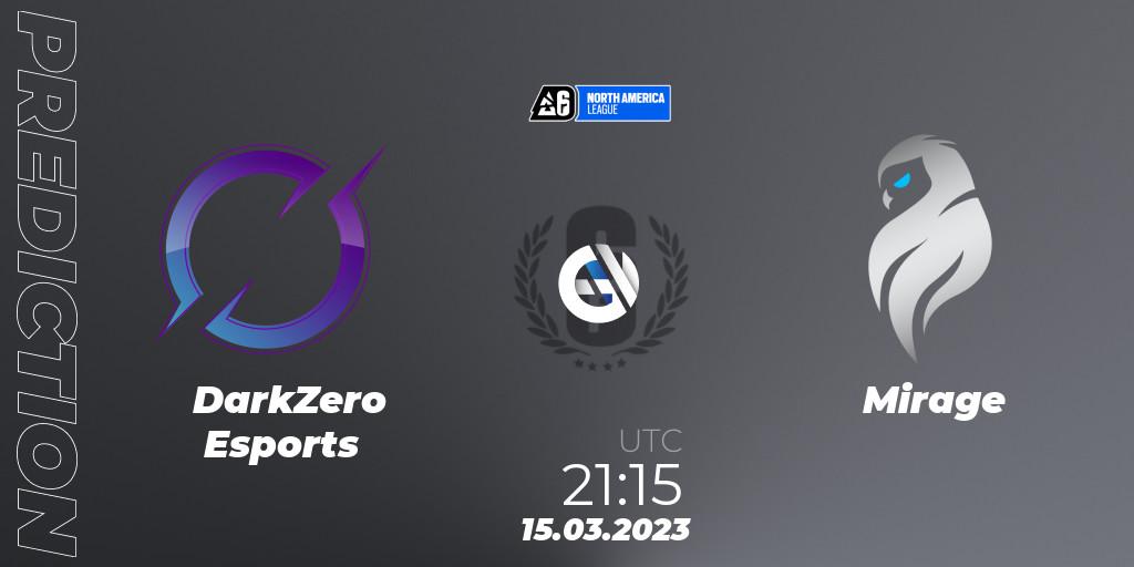 Pronósticos DarkZero Esports - Mirage. 15.03.2023 at 20:20. North America League 2023 - Stage 1 - Rainbow Six