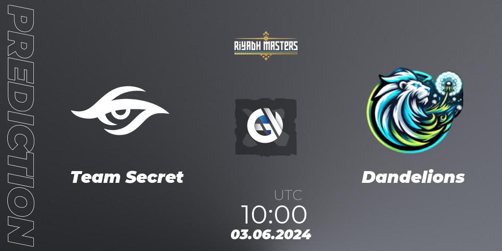 Pronósticos Team Secret - Dandelions. 03.06.2024 at 10:00. Riyadh Masters 2024: Western Europe Closed Qualifier - Dota 2