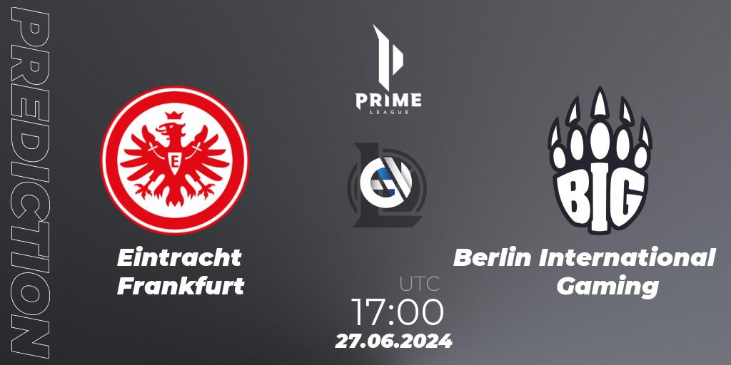 Pronósticos Eintracht Frankfurt - Berlin International Gaming. 27.06.2024 at 17:00. Prime League Summer 2024 - LoL