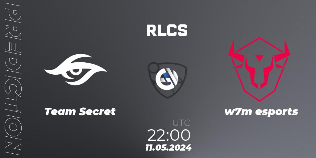 Pronósticos Team Secret - w7m esports. 11.05.2024 at 22:00. RLCS 2024 - Major 2: SAM Open Qualifier 5 - Rocket League