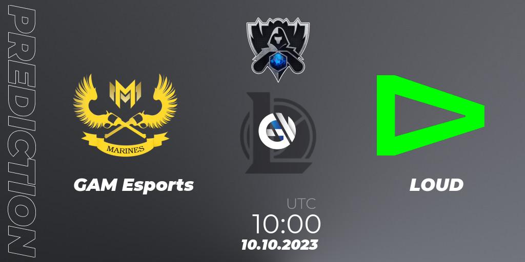 Pronósticos GAM Esports - LOUD. 10.10.2023 at 10:00. Worlds 2023 LoL - Play-In - LoL