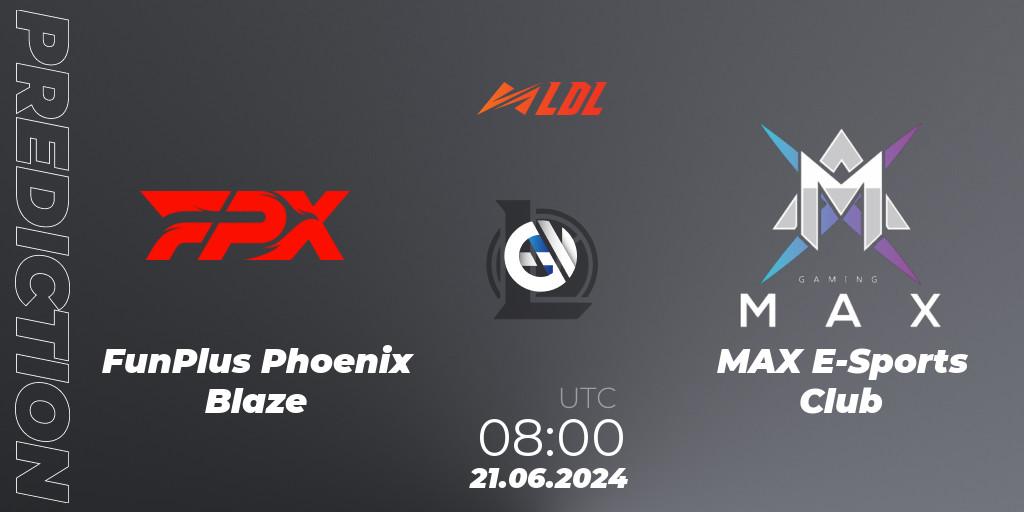 Pronósticos FunPlus Phoenix Blaze - MAX E-Sports Club. 21.06.2024 at 08:00. LDL 2024 - Stage 3 - LoL