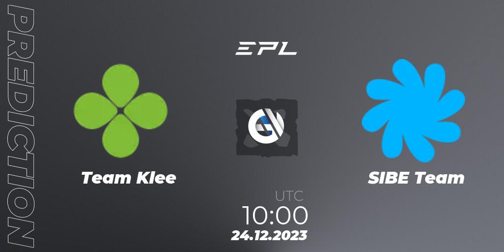 Pronósticos Team Klee - SIBE Team. 25.12.2023 at 10:04. European Pro League Season 15 - Dota 2