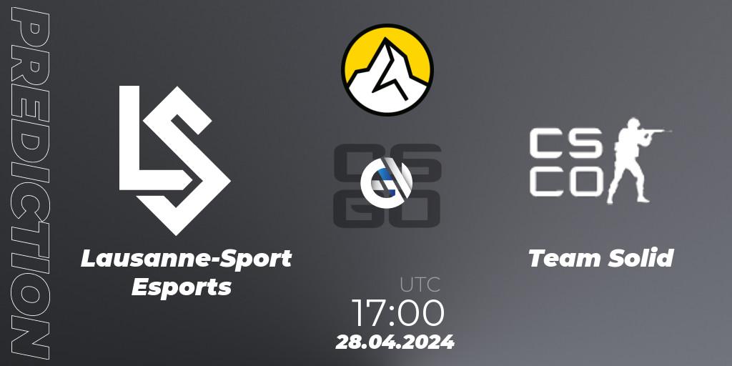 Pronósticos Lausanne-Sport Esports - Team Solid. 28.04.2024 at 17:00. PEEK by UMB Season 1 - Counter-Strike (CS2)