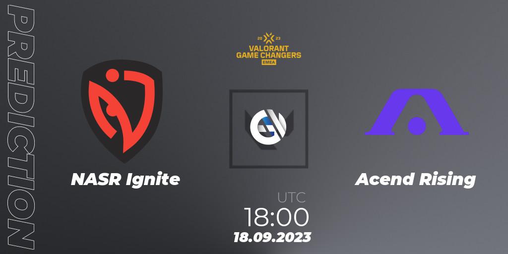 Pronósticos NASR Ignite - Acend Rising. 18.09.2023 at 18:00. VCT 2023: Game Changers EMEA Stage 3 - Group Stage - VALORANT