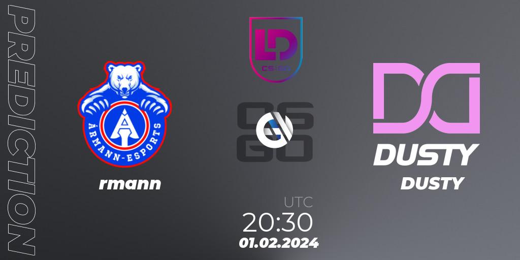 Pronósticos Ármann - DUSTY. 01.02.24. Icelandic Esports League Season 8: Regular Season - CS2 (CS:GO)