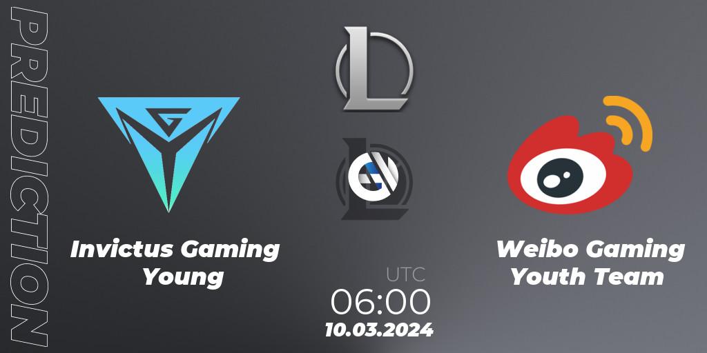 Pronósticos Invictus Gaming Young - Weibo Gaming Youth Team. 10.03.24. LDL 2024 - Stage 1 - LoL