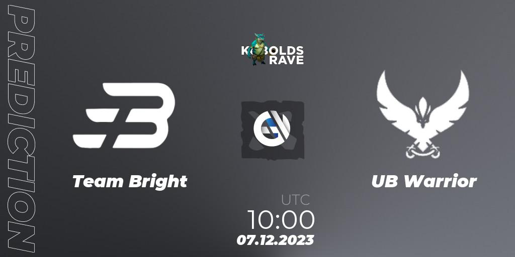 Pronósticos Team Bright - UB Warrior. 07.12.2023 at 10:04. Kobolds Rave - Dota 2
