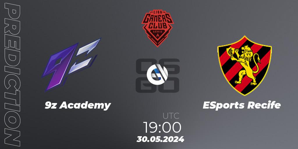 Pronósticos 9z Academy - ESports Recife. 30.05.2024 at 19:00. Gamers Club Liga Série A: May 2024 - Counter-Strike (CS2)