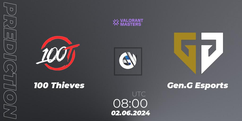 Pronósticos 100 Thieves - Gen.G Esports. 02.06.2024 at 08:00. VCT 2024: Masters Shanghai - VALORANT