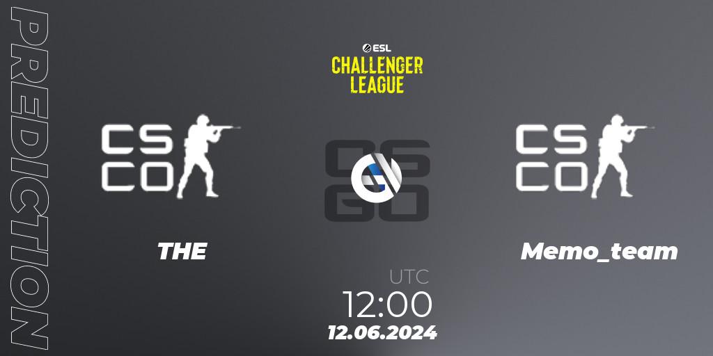 Pronósticos THE - Memo_team. 12.06.2024 at 12:00. ESL Challenger League Season 47 Relegation: Asia - Counter-Strike (CS2)