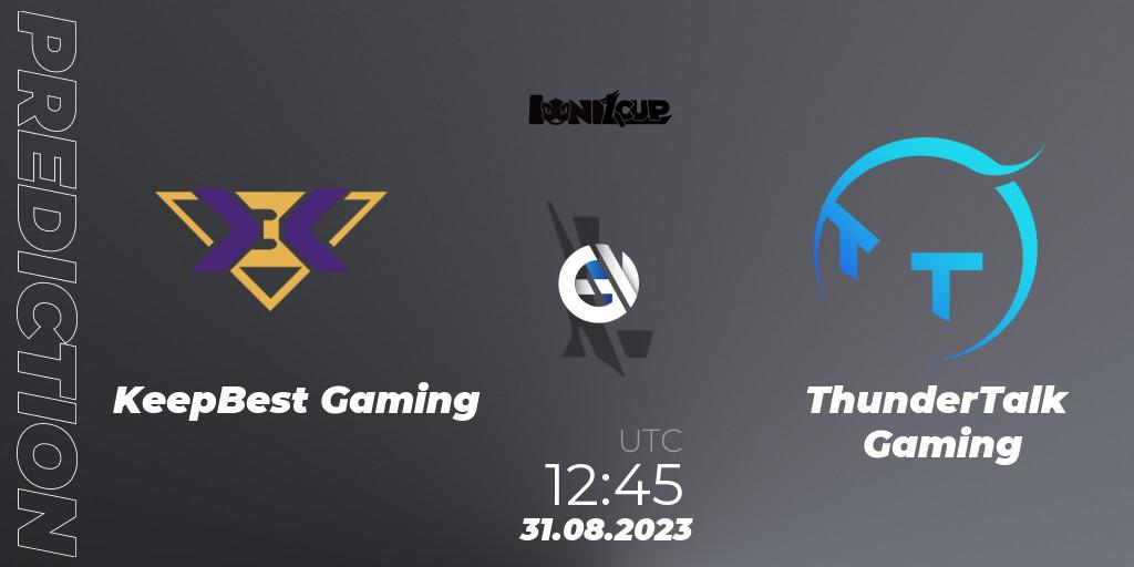 Pronósticos KeepBest Gaming - ThunderTalk Gaming. 31.08.2023 at 12:45. Ionia Cup 2023 - WRL CN Qualifiers - Wild Rift