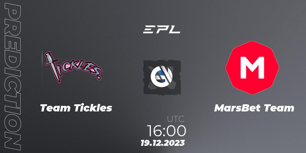 Pronósticos Team Tickles - MarsBet Team. 22.12.2023 at 10:01. European Pro League Season 15 - Dota 2
