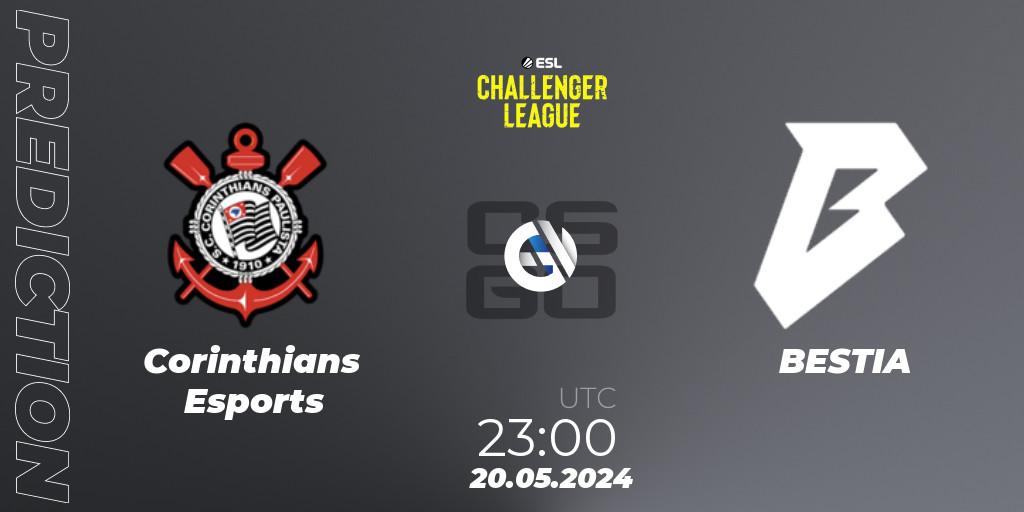 Pronósticos Corinthians Esports - BESTIA. 20.05.2024 at 23:15. ESL Challenger League Season 47: South America - Counter-Strike (CS2)