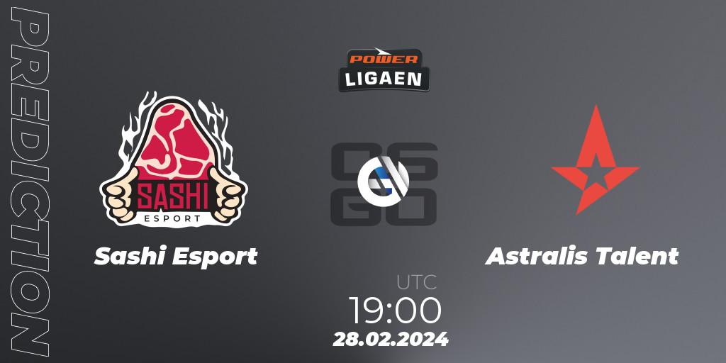 Pronósticos Sashi Esport - Astralis Talent. 28.02.2024 at 19:00. Dust2.dk Ligaen Season 25 - Counter-Strike (CS2)