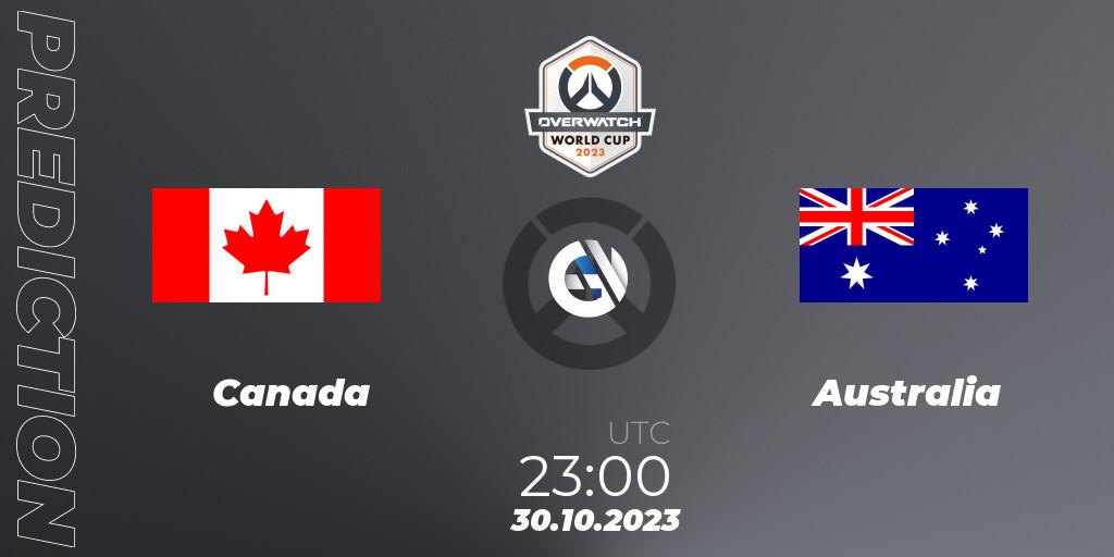 Pronósticos Canada - Australia. 30.10.23. Overwatch World Cup 2023 - Overwatch