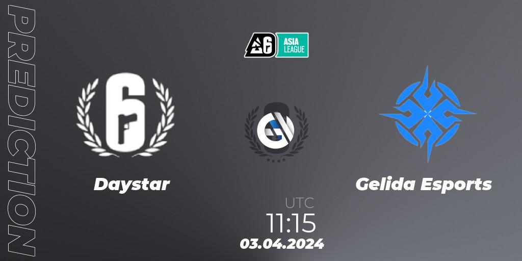 Pronósticos Daystar - Gelida Esports. 03.04.2024 at 11:15. Asia League 2024 - Stage 1 - Rainbow Six