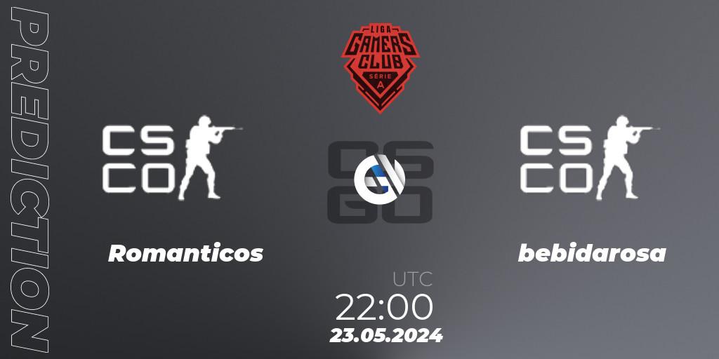 Pronósticos Romanticos - bebidarosa. 23.05.2024 at 22:00. Gamers Club Liga Série A: May 2024 - Counter-Strike (CS2)