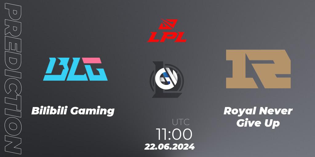 Pronósticos Bilibili Gaming - Royal Never Give Up. 22.06.2024 at 11:00. LPL 2024 Summer - Group Stage - LoL