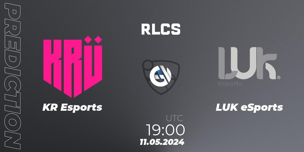 Pronósticos KRÜ Esports - LUK eSports. 11.05.2024 at 19:00. RLCS 2024 - Major 2: SAM Open Qualifier 5 - Rocket League