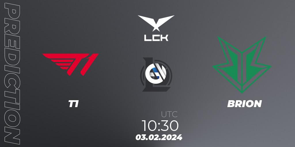 Pronósticos T1 - BRION. 03.02.2024 at 09:30. LCK Spring 2024 - Group Stage - LoL