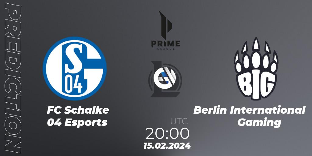 Pronósticos FC Schalke 04 Esports - Berlin International Gaming. 17.01.24. Prime League Spring 2024 - Group Stage - LoL