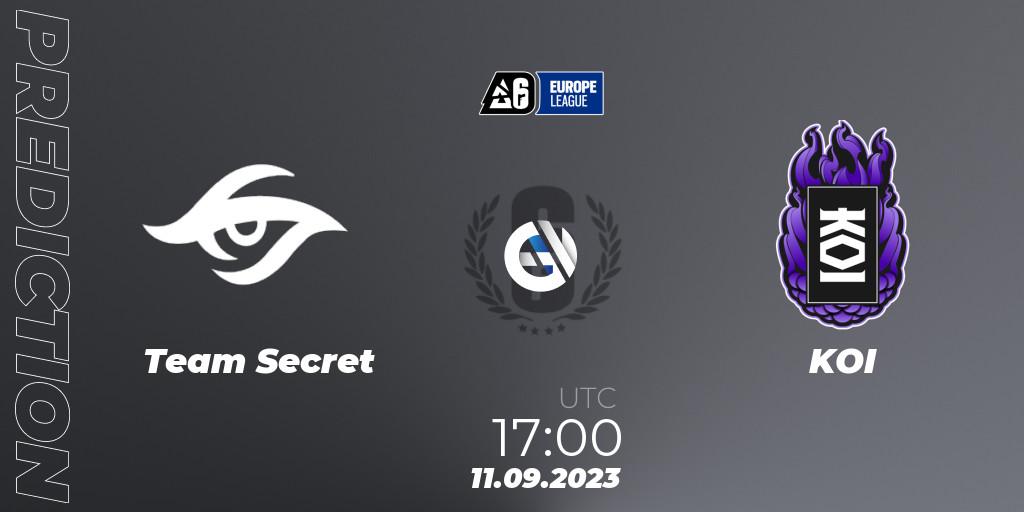 Pronósticos Team Secret - KOI. 11.09.23. Europe League 2023 - Stage 2 - Rainbow Six