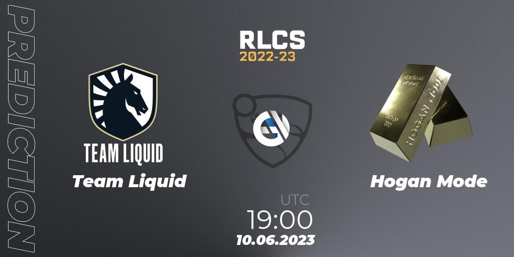 Pronósticos Team Liquid - Hogan Mode. 10.06.2023 at 19:00. RLCS 2022-23 - Spring: Europe Regional 3 - Spring Invitational - Rocket League