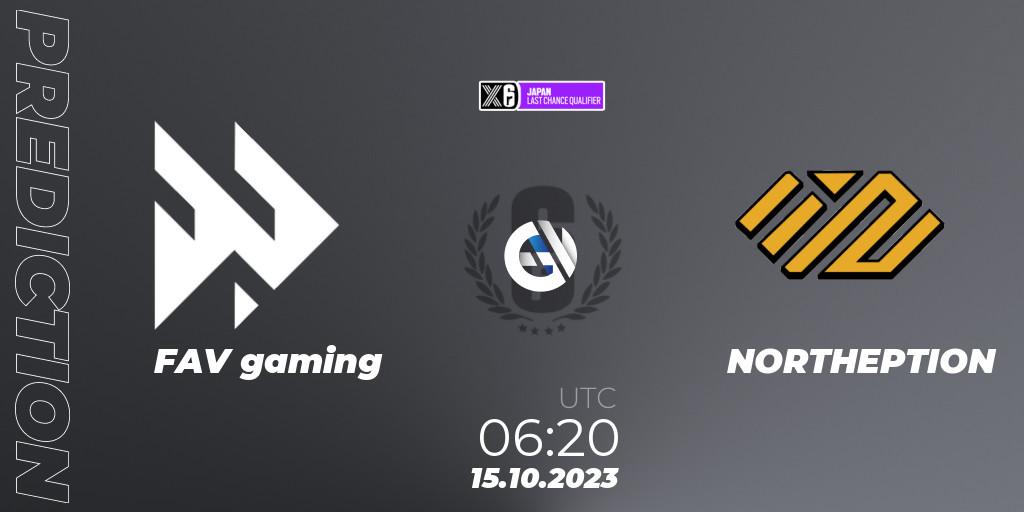 Pronósticos FAV gaming - NORTHEPTION. 15.10.23. Japan League 2023 - Stage 2 - Last Chance Qualifiers - Rainbow Six