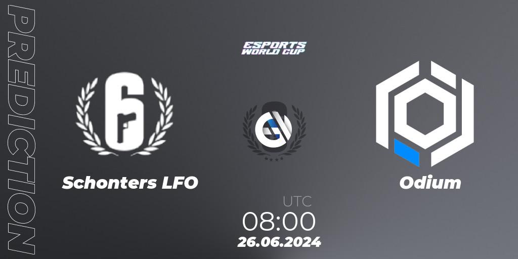 Pronósticos Schonters LFO - Odium. 26.06.2024 at 08:00. Esports World Cup 2024: Oceania CQ - Rainbow Six