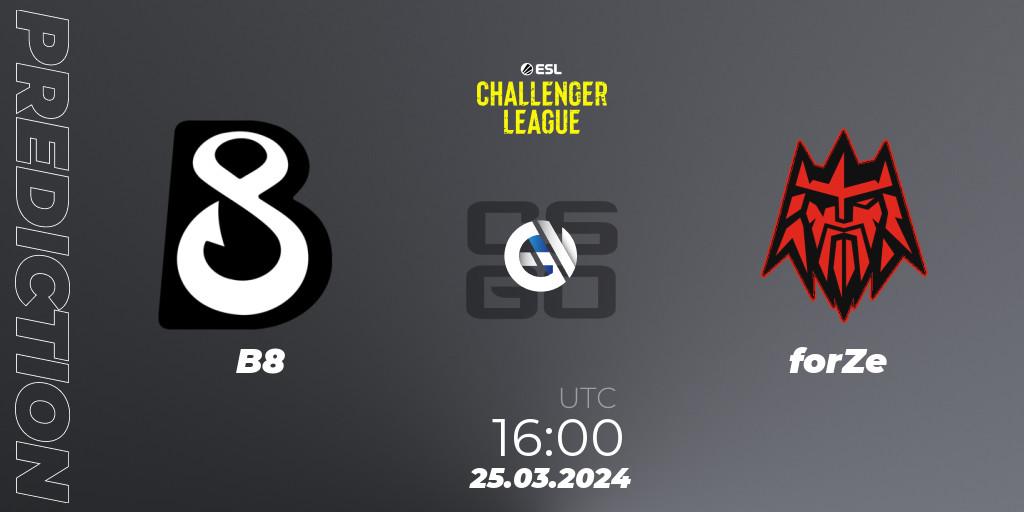 Pronósticos B8 - forZe. 25.03.24. ESL Challenger League Season 47: Europe - CS2 (CS:GO)