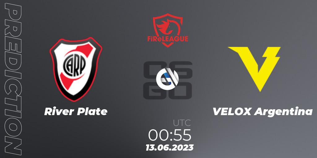 Pronósticos River Plate - VELOX Argentina. 13.06.2023 at 00:55. FiReLEAGUE Argentina 2023: Closed Qualifier - Counter-Strike (CS2)